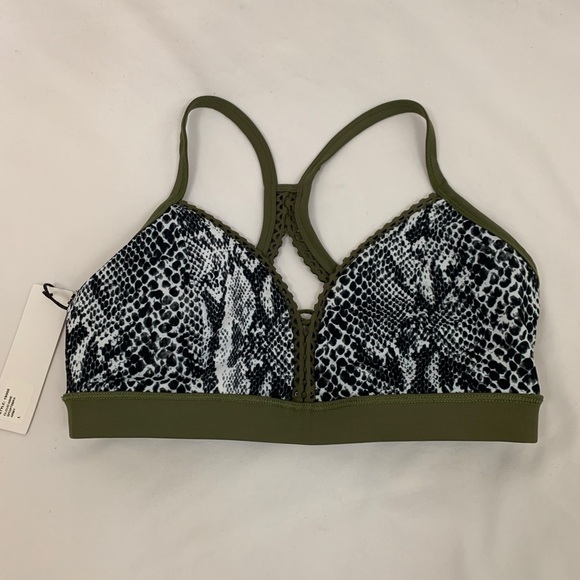 Track & Bliss Cloud Nine Sports Bra Army Green Reversible Racer Back Sz Large - Picture 6 of 9